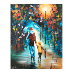Rainy Walk With Daddy akrilfestmény